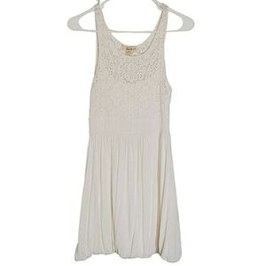 2328 * Forever 21 Crochet Tank Dress Balloon Hem Off White Size M